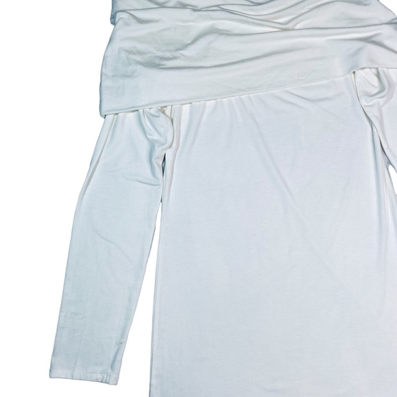 Julian Chang - Off-The-Shoulder Long Sleeve Tunic Top Size L in Winter White - Picture 5 of 15